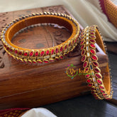 Kada Kundan Bangle-Oval Red-G3668